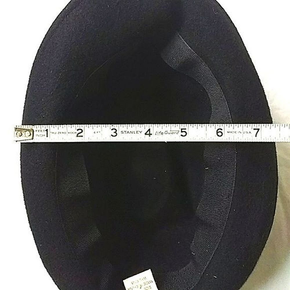 Vintage 100% Black Wool Fedora Hat - Picture 5 of 6